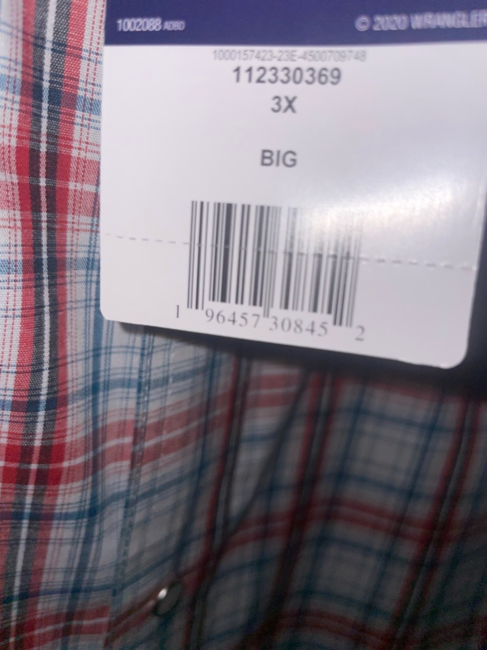 Wrangler classic fit Plaid Button-Down Shirt Pearl snap size 3X NWT - Picture 4 of 4